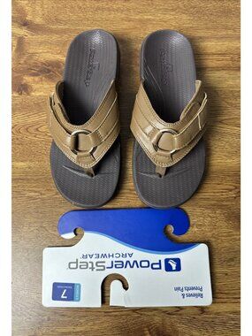 Powerstep Archwear Women’s Size 7 Tan/Brown Flip flop Sandal Orthopedic